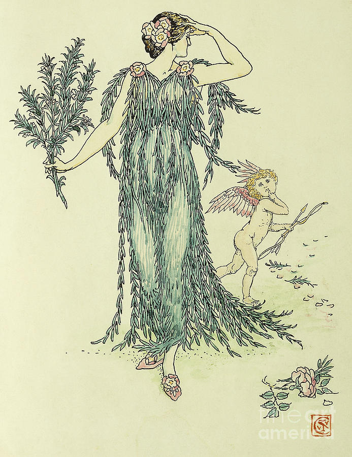 Flowers from Shakespeares Garden  Rosemary Drawing by Walter Crane
