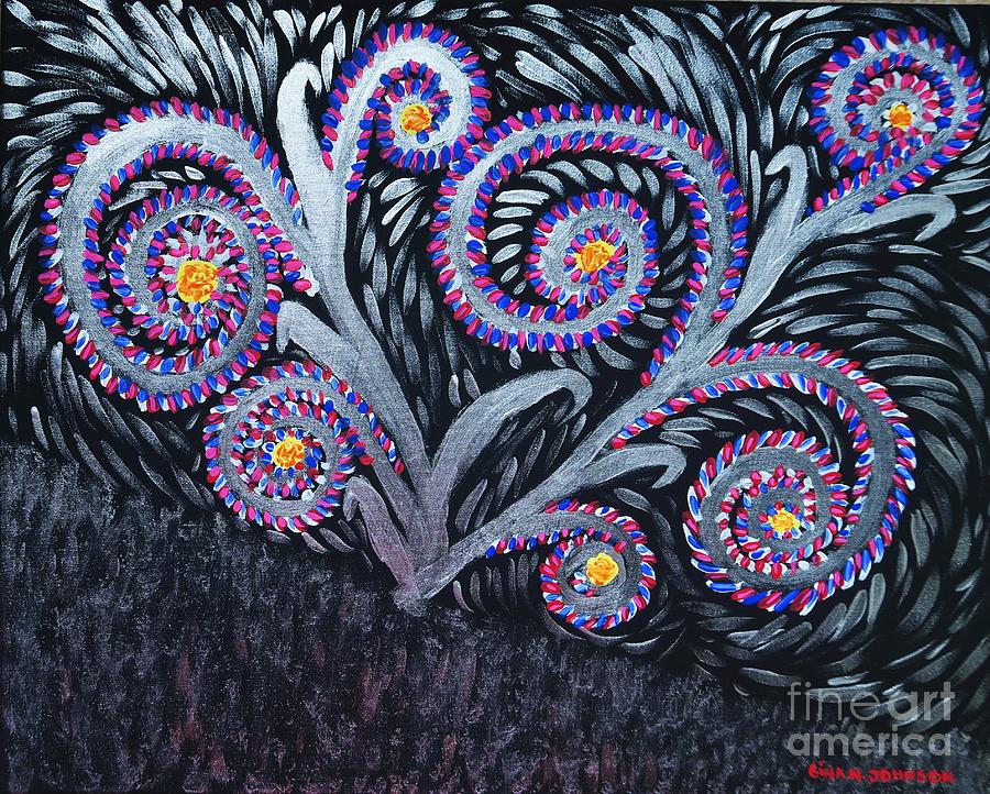 Flowers from the Moon Painting by Gina Nicolae Johnson