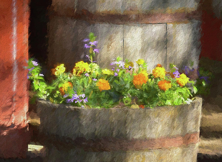 Flowers in a Barrel Abstract 6 Digital Art by Linda Brody