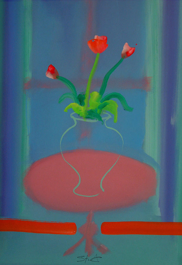 Flowers In A Bay Window Painting by Charles Stuart