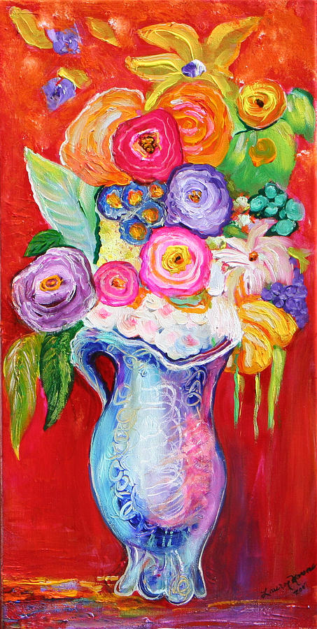 Flowers in a pot 2 Painting by Lauren  Marems