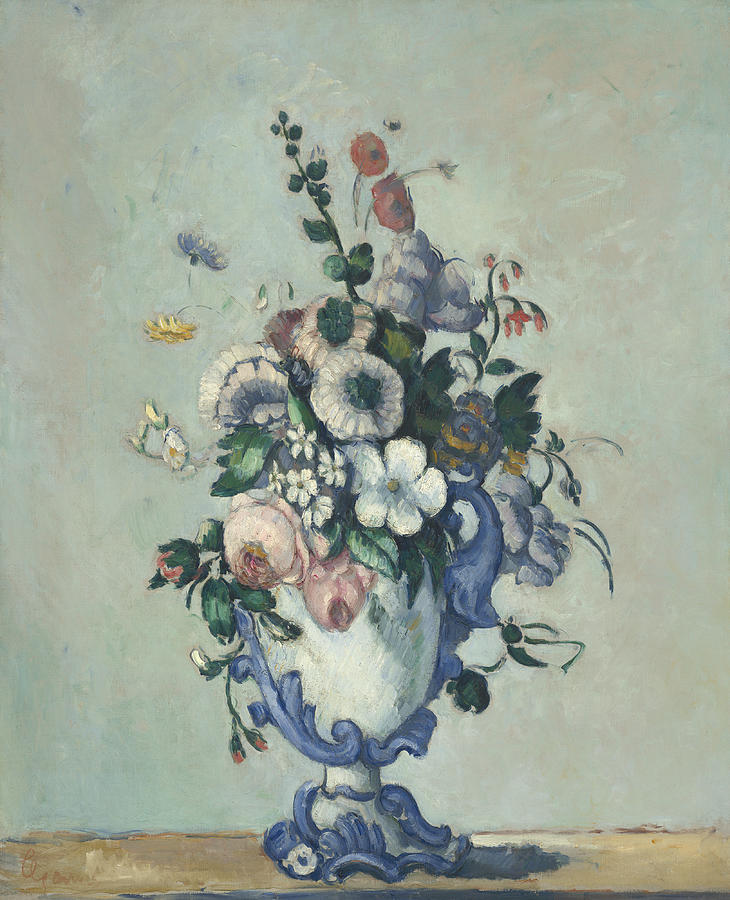 Flowers in a Rococo Vase Painting by Paul Cezanne