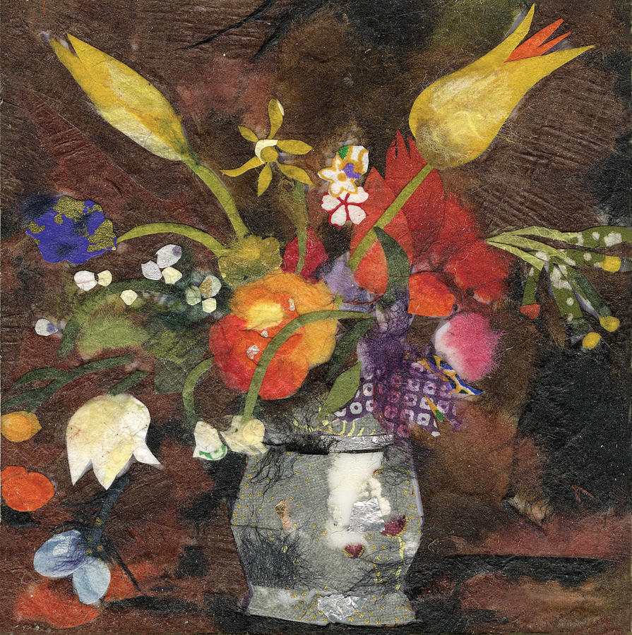 Flower Painting - Flowers in a silver vase by Nira Schwartz