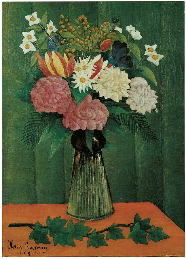 Flower Painting - Flowers in a Vase by Henri Julien Rousseau