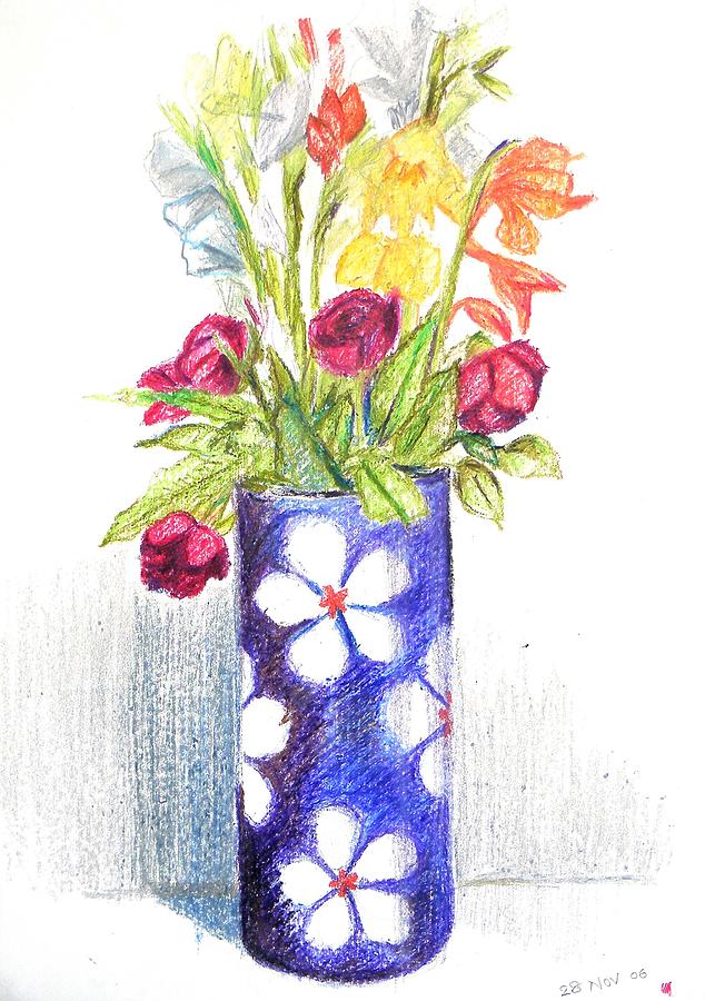 Flowers In A Vase Pastel by Naveen Wagh - Fine Art America