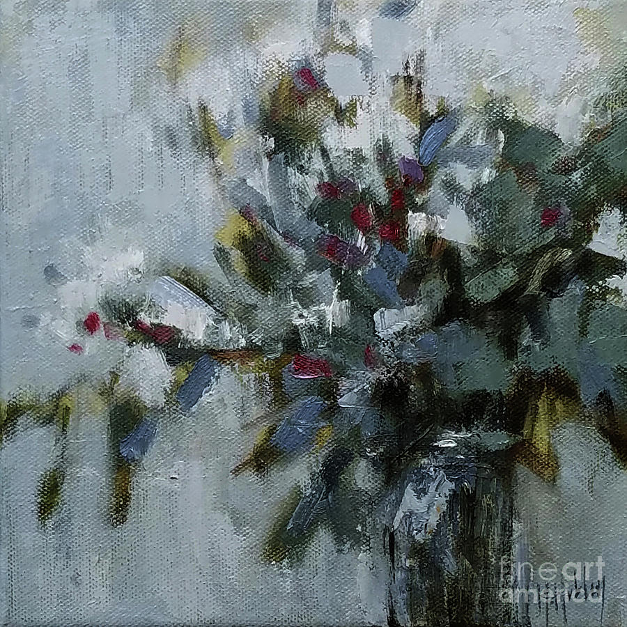 Flowers in a Vase - Subtle Delight Painting by Mary Hubley