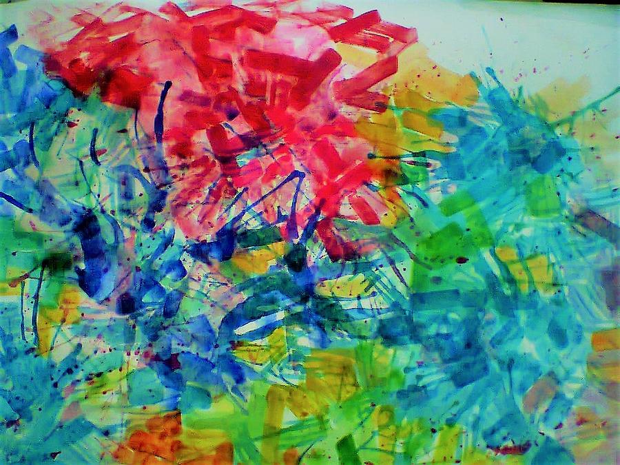 Flowers in abstract Painting by Khalid Saeed