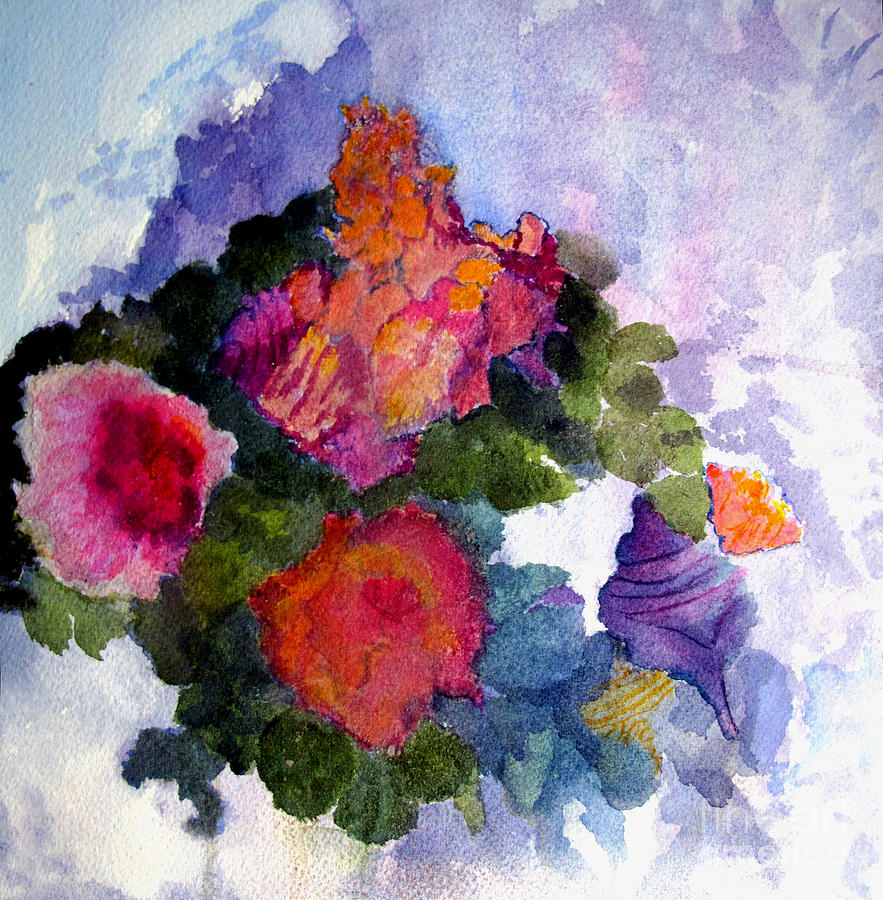 Flowers in Abstract Painting by Sandy McIntire