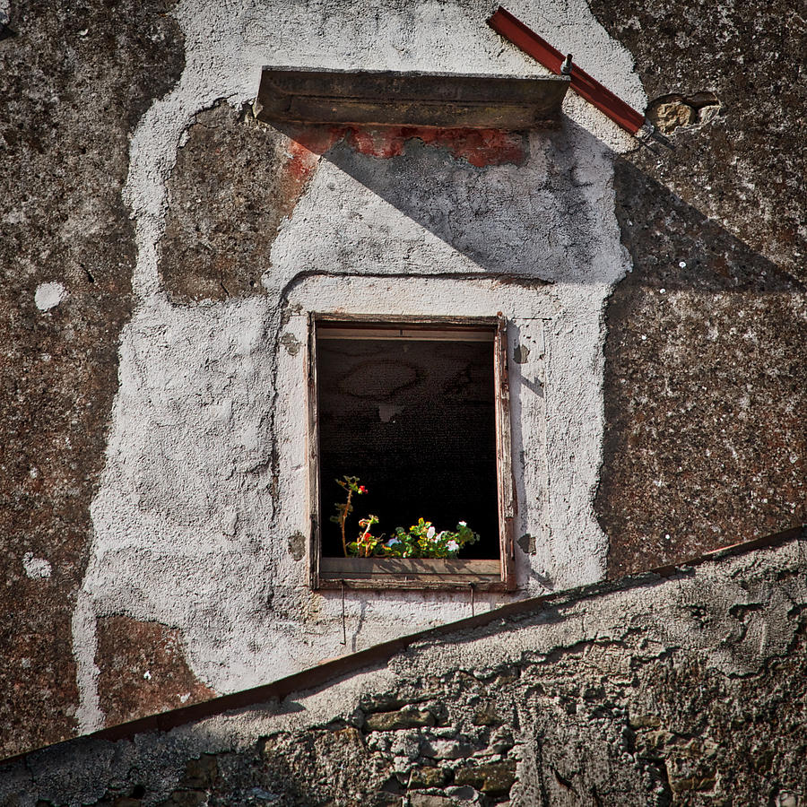 Flowers in an Open Window - Croatia Photograph by Stuart Litoff