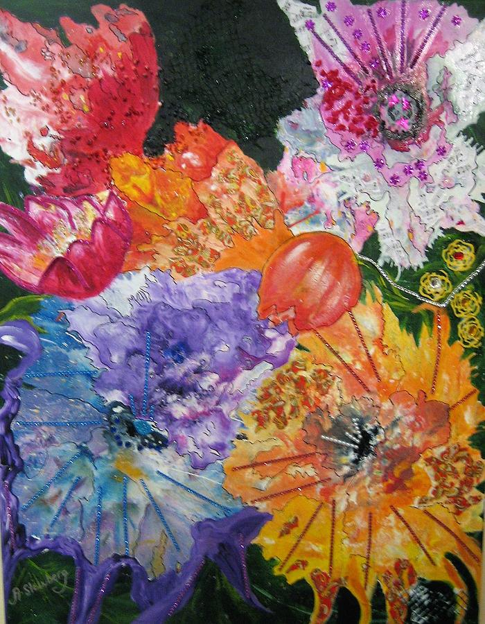 Abstract Flowers Painting - Flowers in Bloom by Adele Steinberg