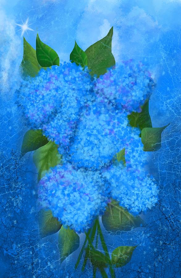 Flowers in Blue.  Digital Art by Kathleen Hromada