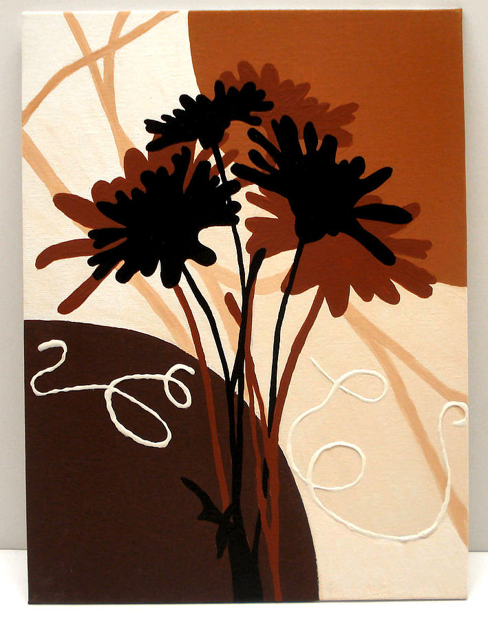Flowers In Brown Painting by Denise Cummings