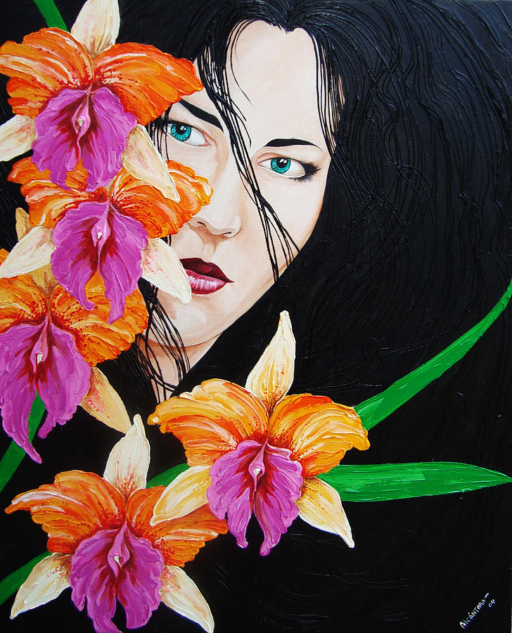Flower Painting - Flowers In My Garden by Juan Alcantara