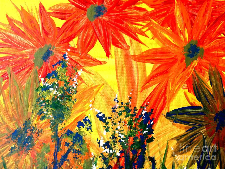 Flowers in Orange Painting by James and Donna Daugherty