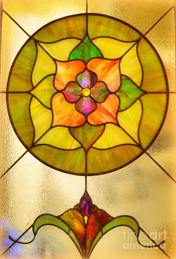 Flowers In Stained Glass Photograph