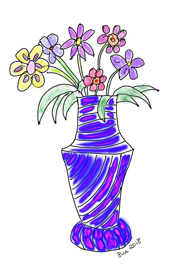 Pencil Sketch of a Flower Vase with Flowers Stock Photo - Image of  handmade, sketches: 262830028