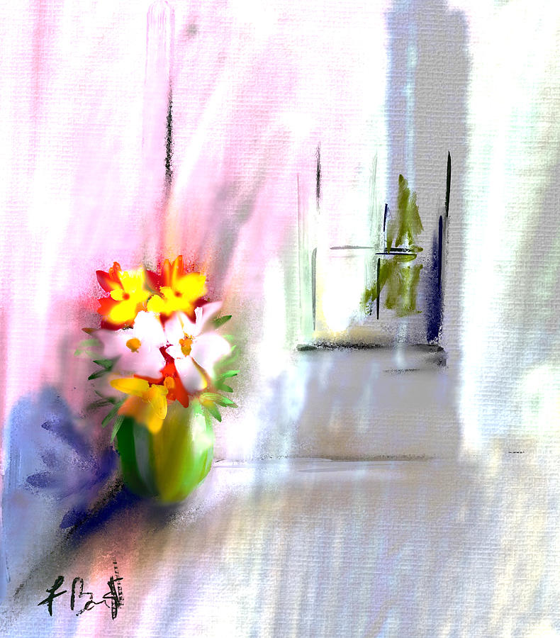 Flowers In The Corner Abstract Digital Art by Frank Bright