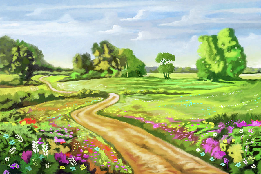 Flowers in the Field    Painting by Anthony Mwangi