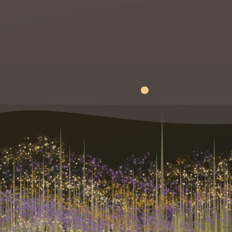 Flowers in the Moonlight Digital Art by Val Arie