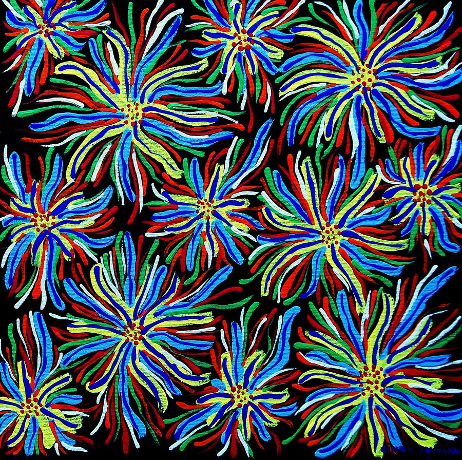 Flowers in the night Painting by Gina Nicolae Johnson