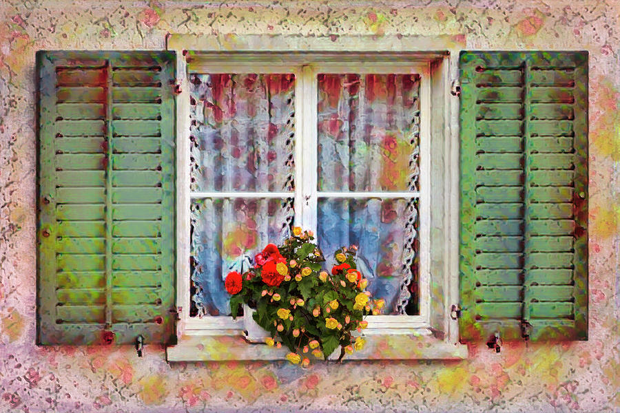 Flowers in the Window Photograph by Debra and Dave Vanderlaan
