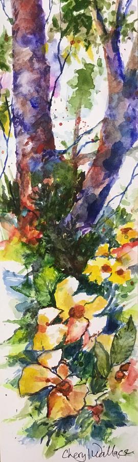 Flowers in the Wood Painting by Cheryl Wallace