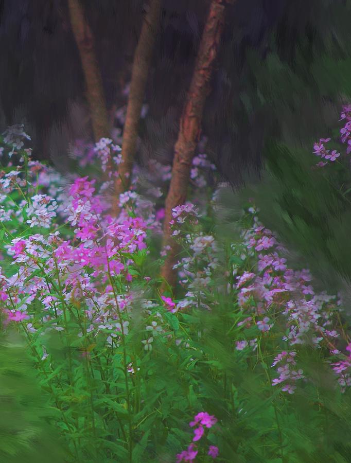 Flowers in the woods Painting by David Lane