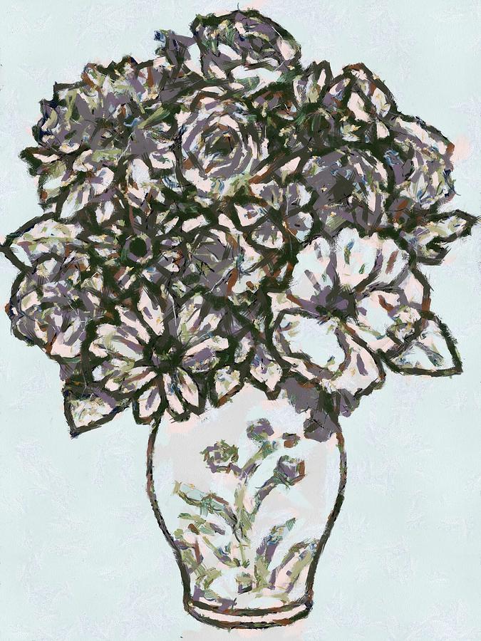 Flowers In Vase Digital Art