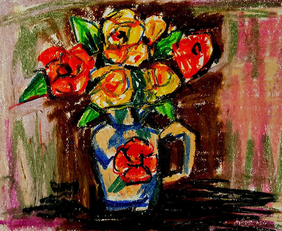 Flowers in vase  Drawing by Hae Kim