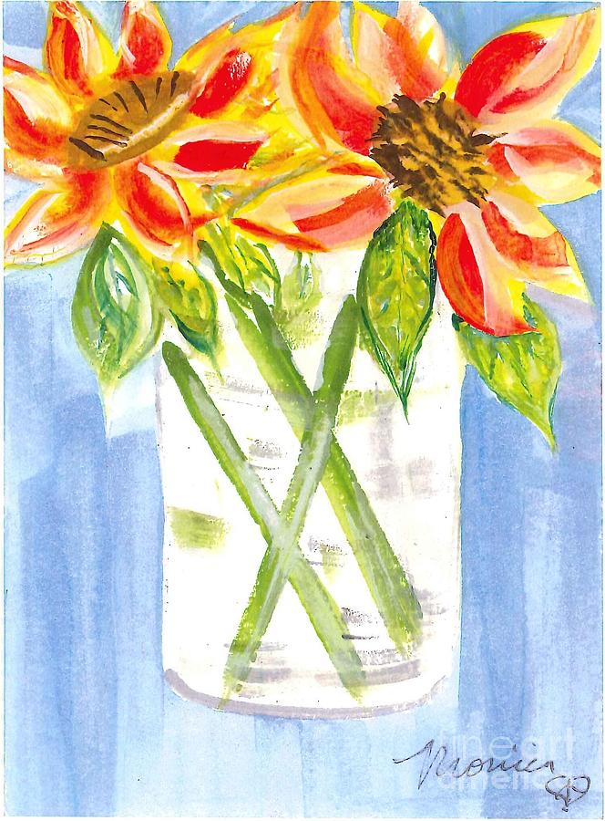 Flowers In Water Painting by Monica Mitchell