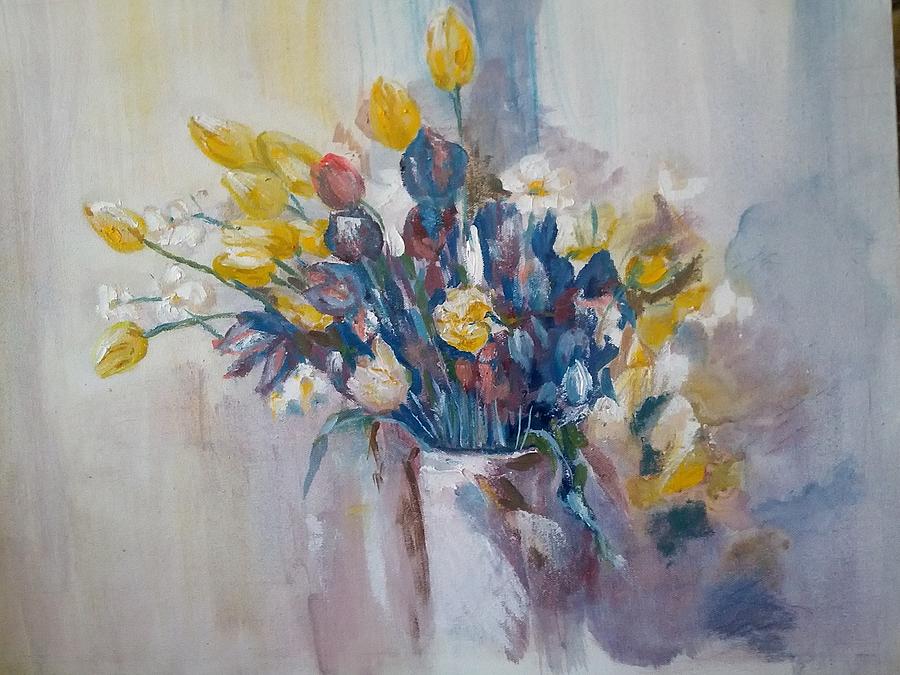 Tulips flowers Painting by Khalid Saeed