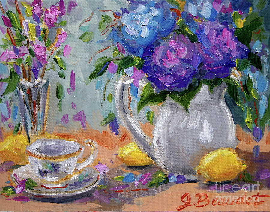 Flowers Lemons Painting by Jennifer Beaudet