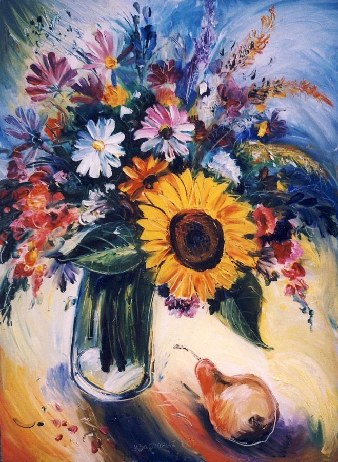 Flowers Painting by Mikhail Zarovny