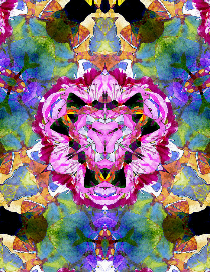Flowers Mirrored Abstract Digital Art by Phil Perkins