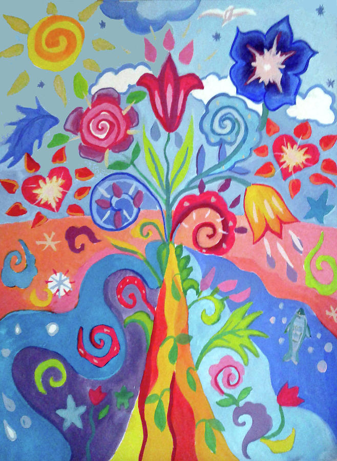 Flower Painting - Flowers of Life by Anna Lobsanova