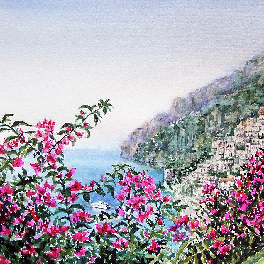 Flowers Of Positano Amalfi Coast  Painting by Irina Sztukowski