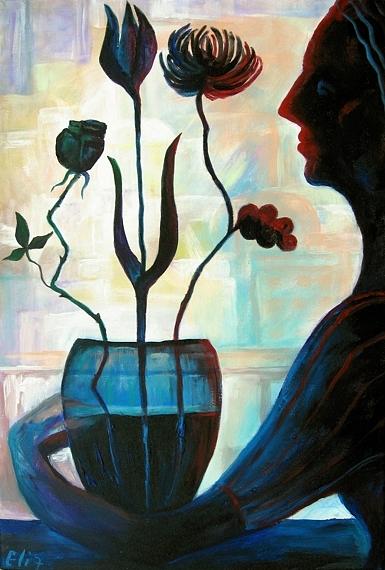 Flower Painting - Flowers Of The Past by Elisheva Nesis