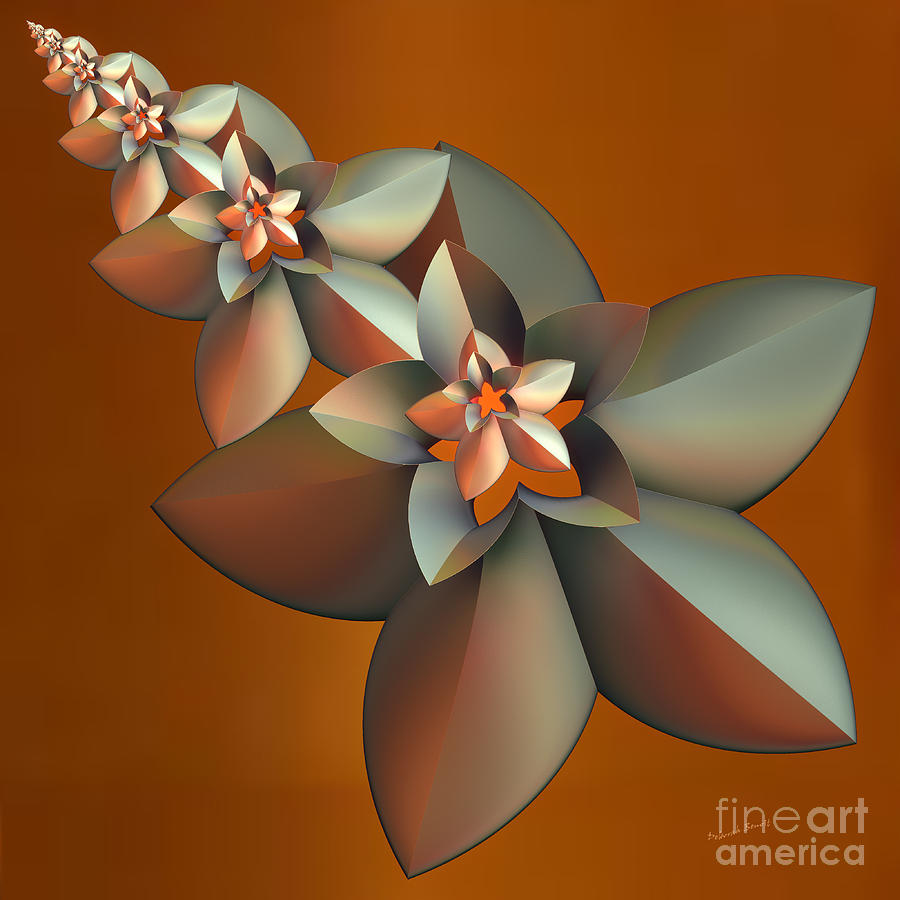 Flowers On Bronze Digital Art by Deborah Benoit