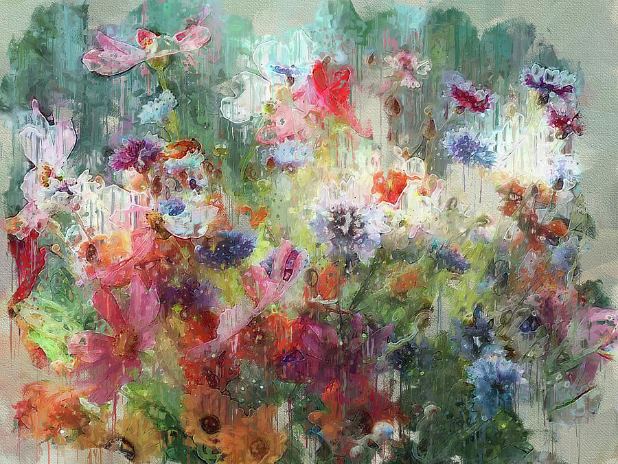 Flowers On Canvas Digital Art by Yury Malkov