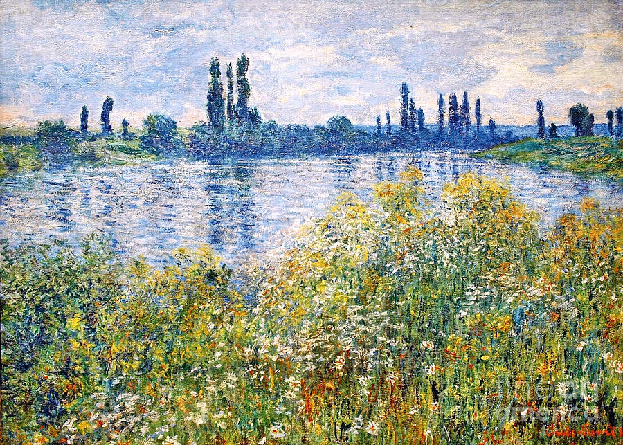 Flowers on the Banks of Seine near Vetheuil Painting by Celestial Images