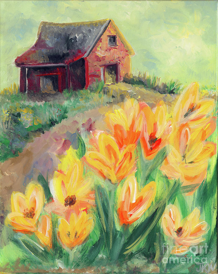 Flowers on the Hill Painting by Judith Whittaker