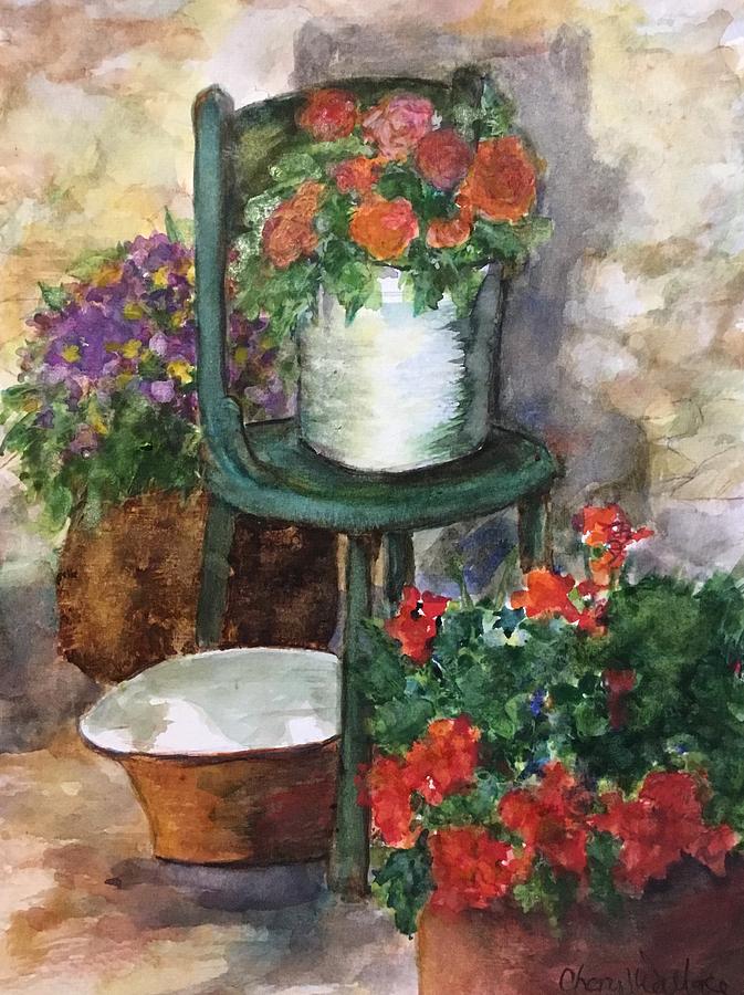 Flowers on the Porch Painting by Cheryl Wallace