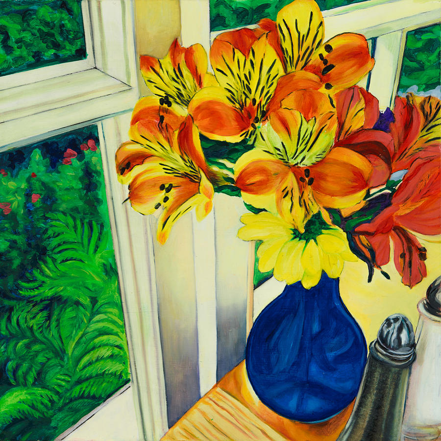 Flowers On Window Sill Painting by John Van Sickel