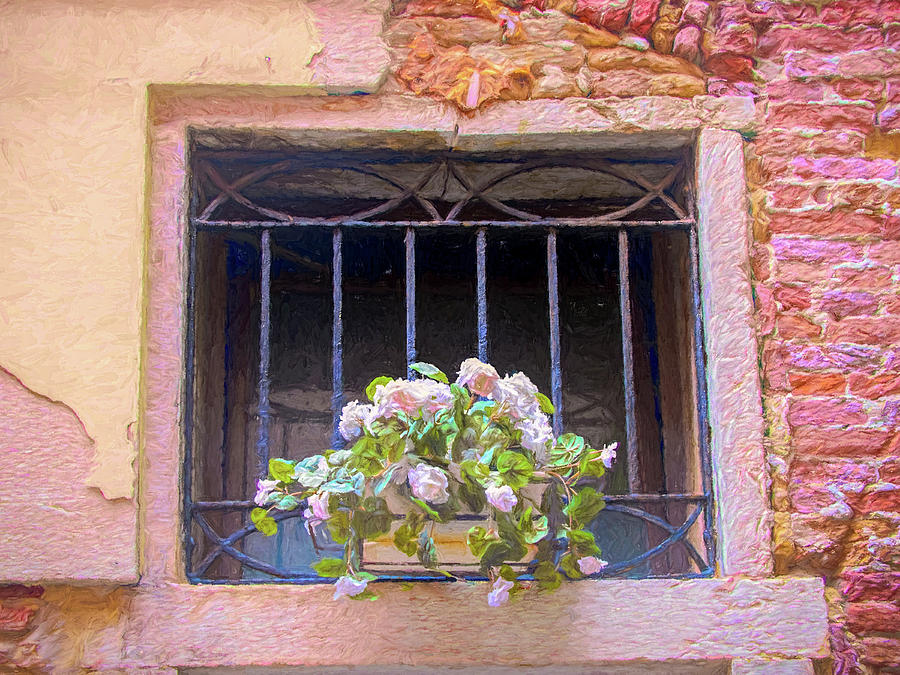 Flowers On Windowsill In Venice Photograph by Gary Slawsky