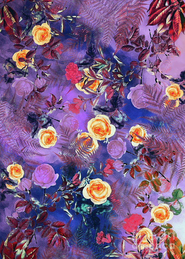 Flowers purple decor Digital Art by Justyna Jaszke JBJart