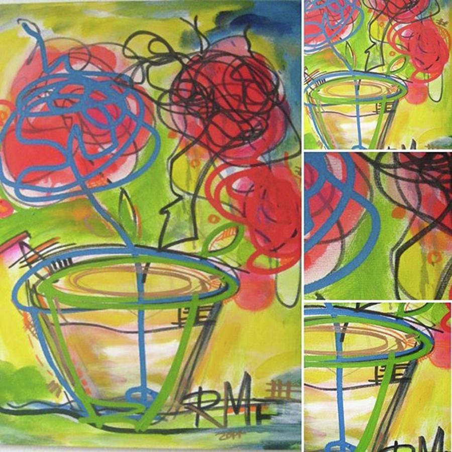 Abstract Photograph - Flowers Sort Of. Painting On Canvas by Regia Marinho