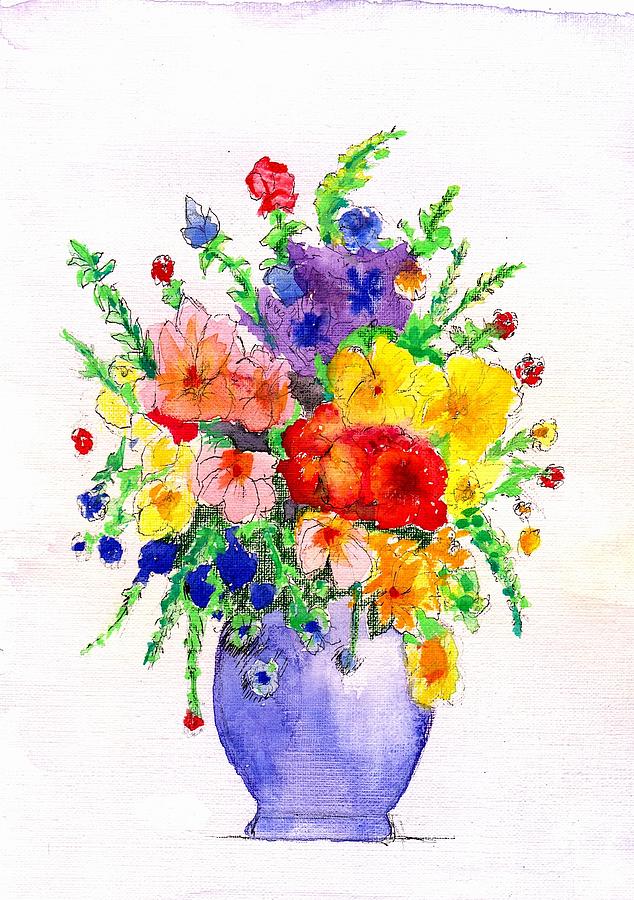 Flowers - Vase Mixed Media by Al Intindola