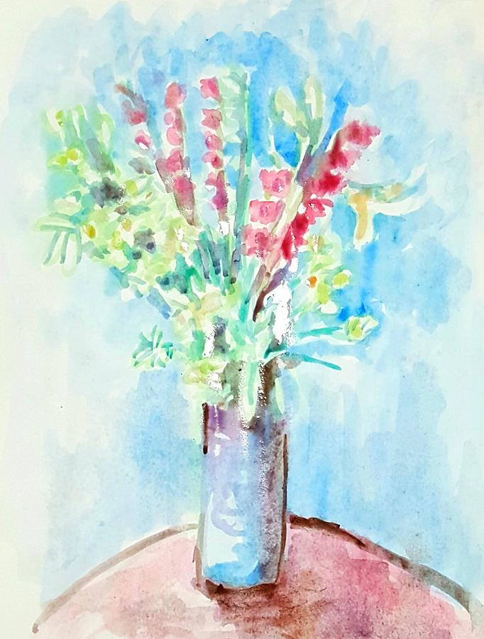 Flowerso in vase Painting by Hae Kim