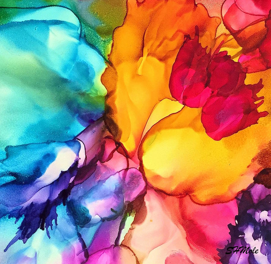 Abstract Painting - Flowing Flower by Suz Mole
