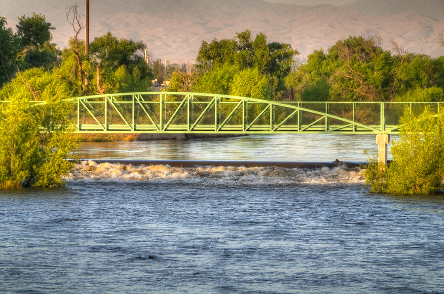 Flowing Kern River Walk And Bridge Photograph by Connie Cooper-Edwards